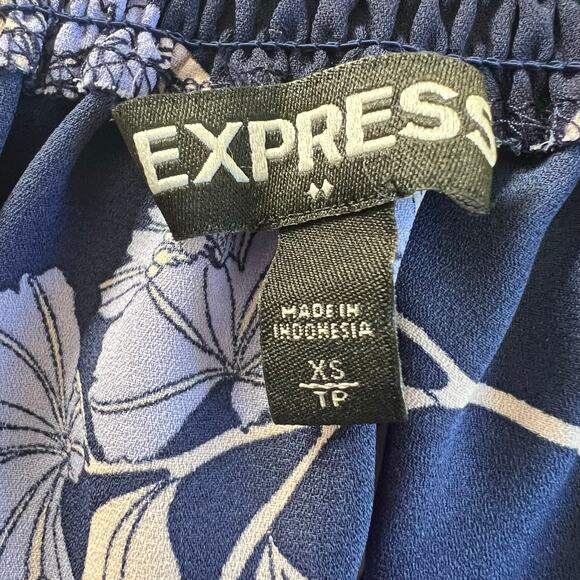 Express Womens Navy Cold Shoulder Shirt Top Floral Design - Picture 3 of 8